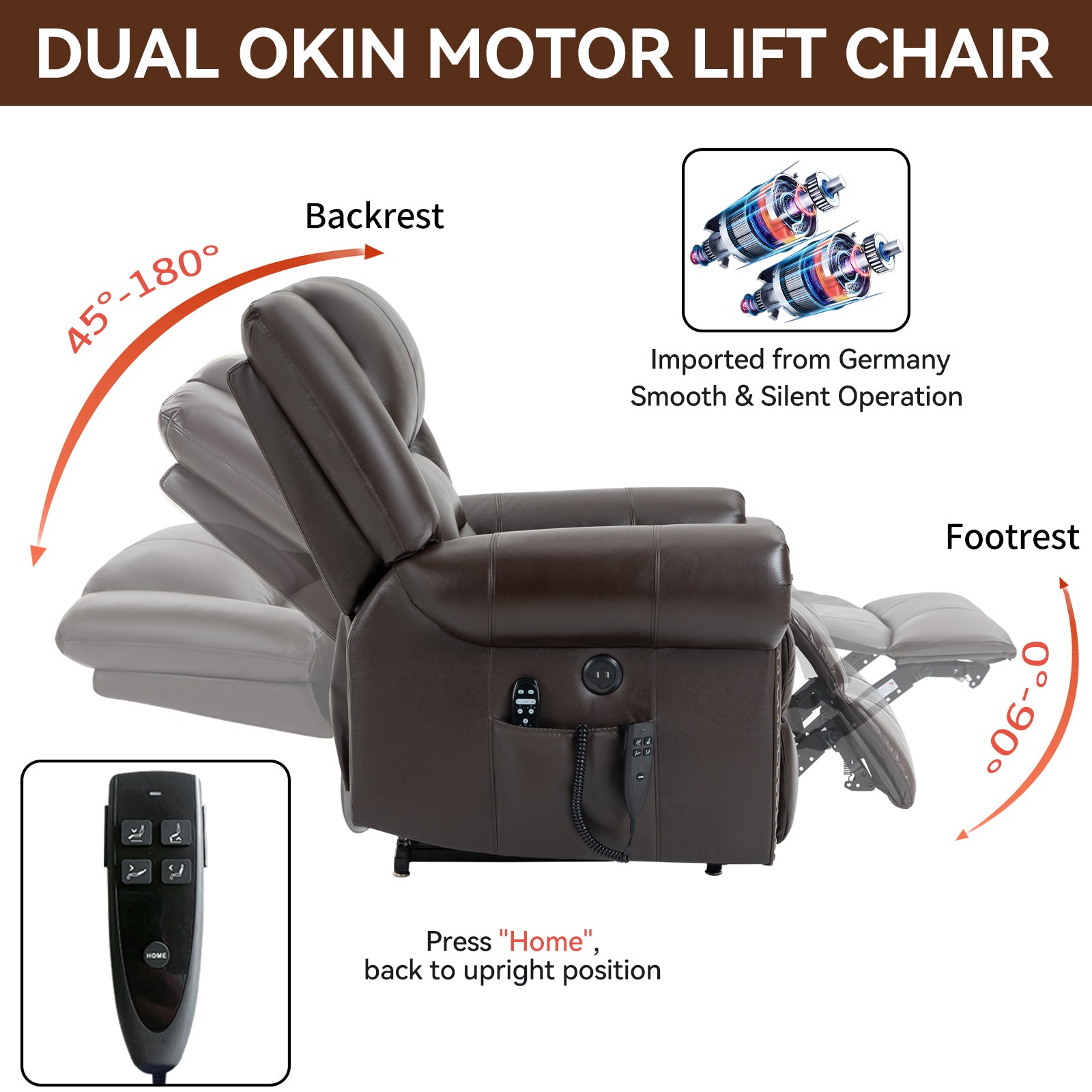 Dual-Motor Power Lift Heat & Massage Recliner detail image 13