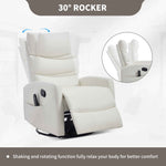 Heat Massage Manual Recliner Chair with Rocker and Swivel in Faux Leather for Living Room detail image 15