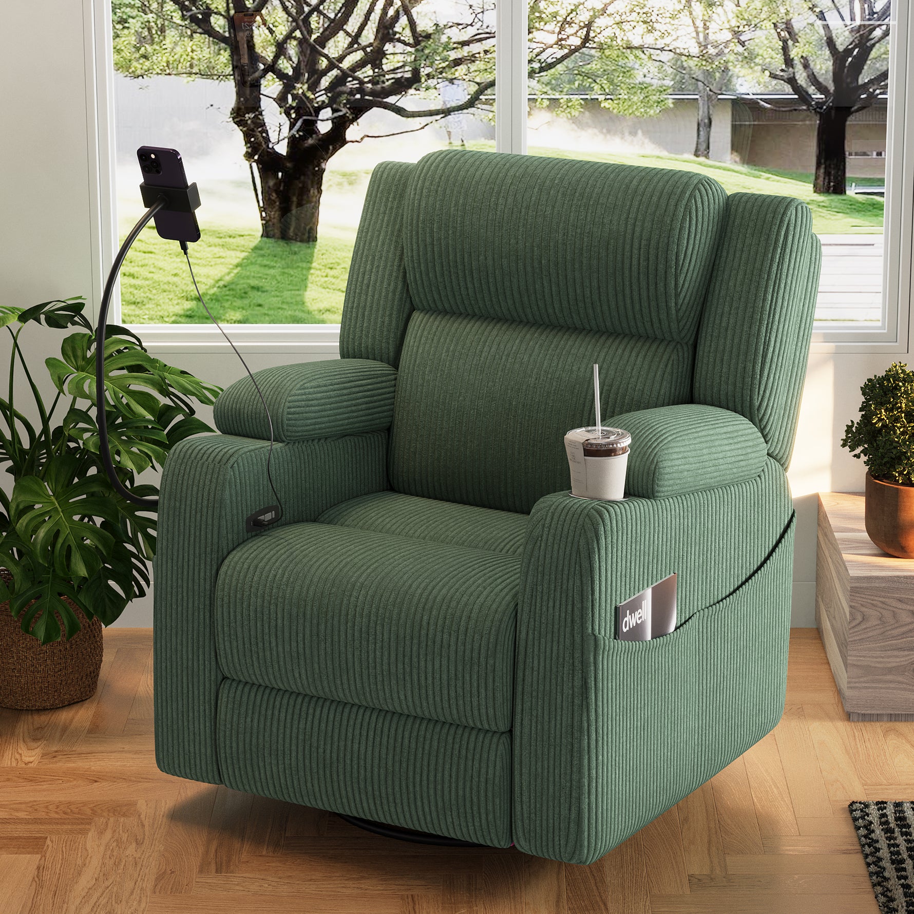 Electric Power Recliner Chair with Heat and Massage, 270° Swivel detail image 54