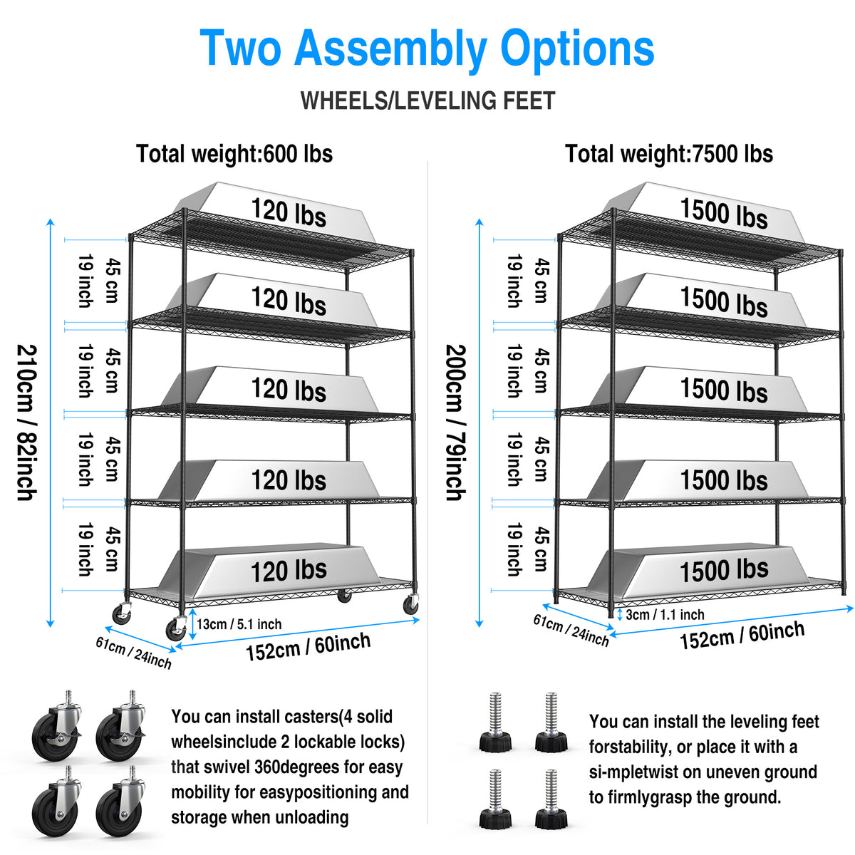 Heavy-Duty NSF Adjustable Wire Shelving Unit with Wheels & Shelf Liners for workshop, garage, storage, or utility use