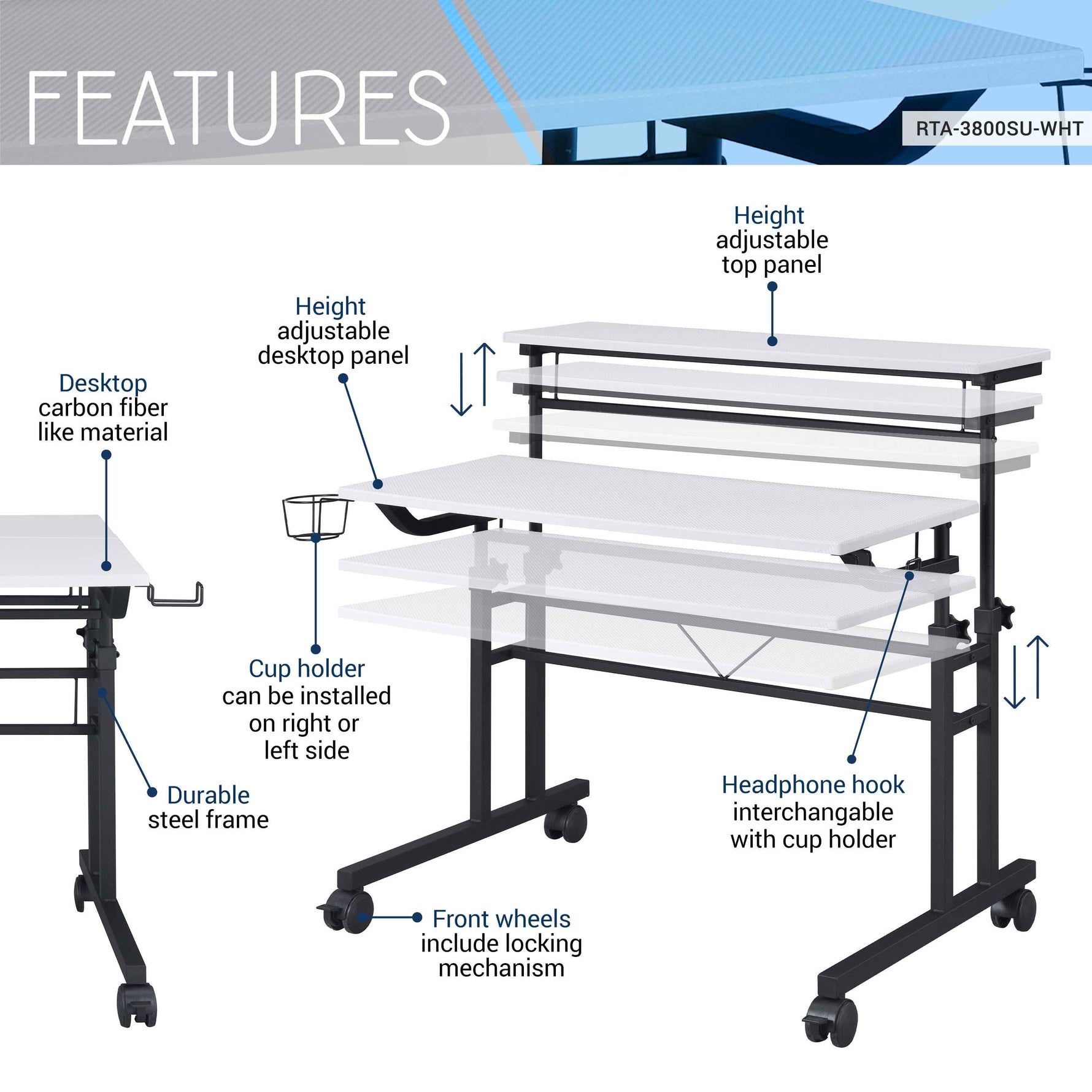 Techni Mobili Rolling Sit-to-Stand Laptop Cart mobile laptop workstation