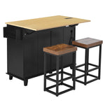 Farmhouse Kitchen Island with Drop Leaf, Power Outlet & 2 Seats product view 46