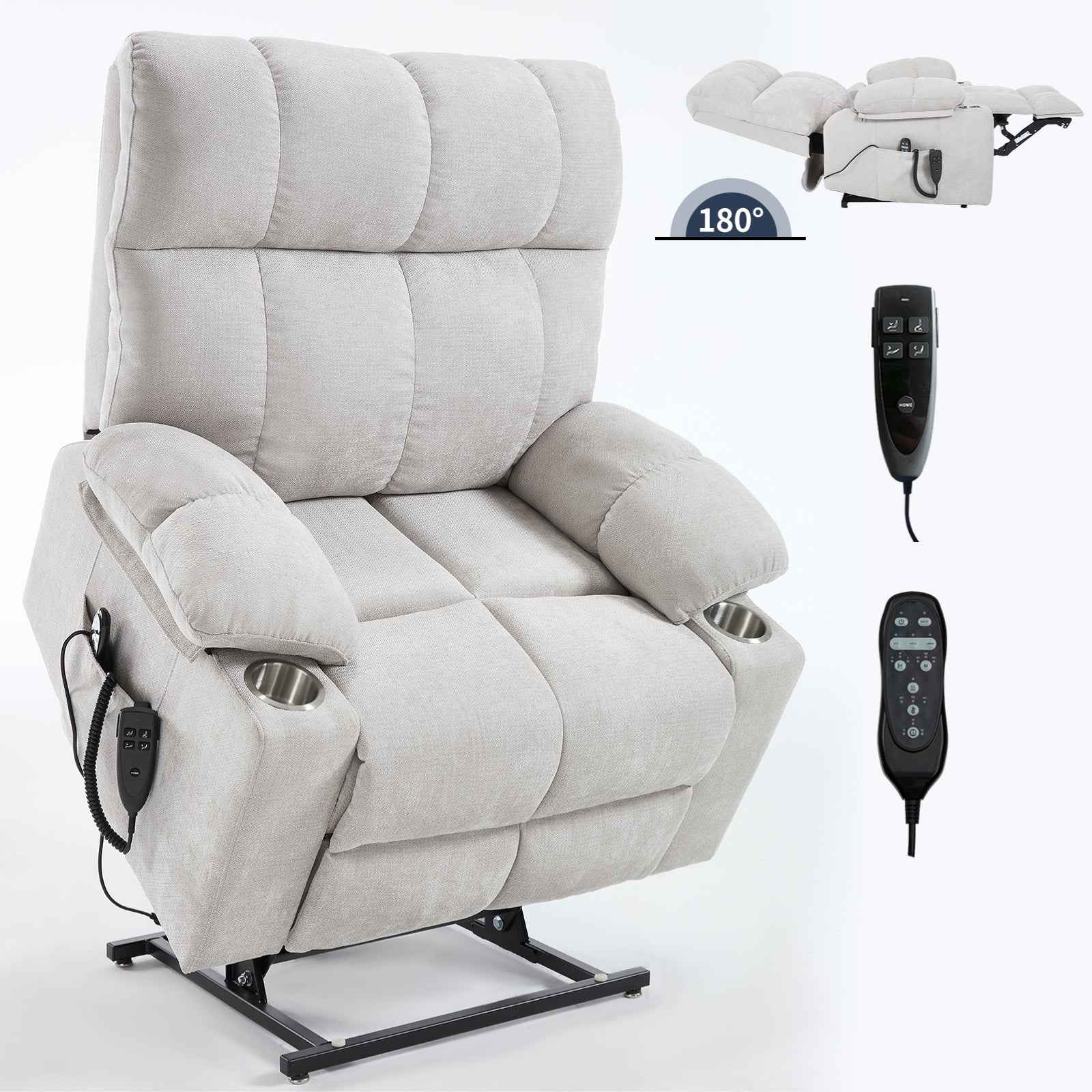 Chenille Dual-Motor Power Lift Recliner, 350 lb Capacity detail image 5