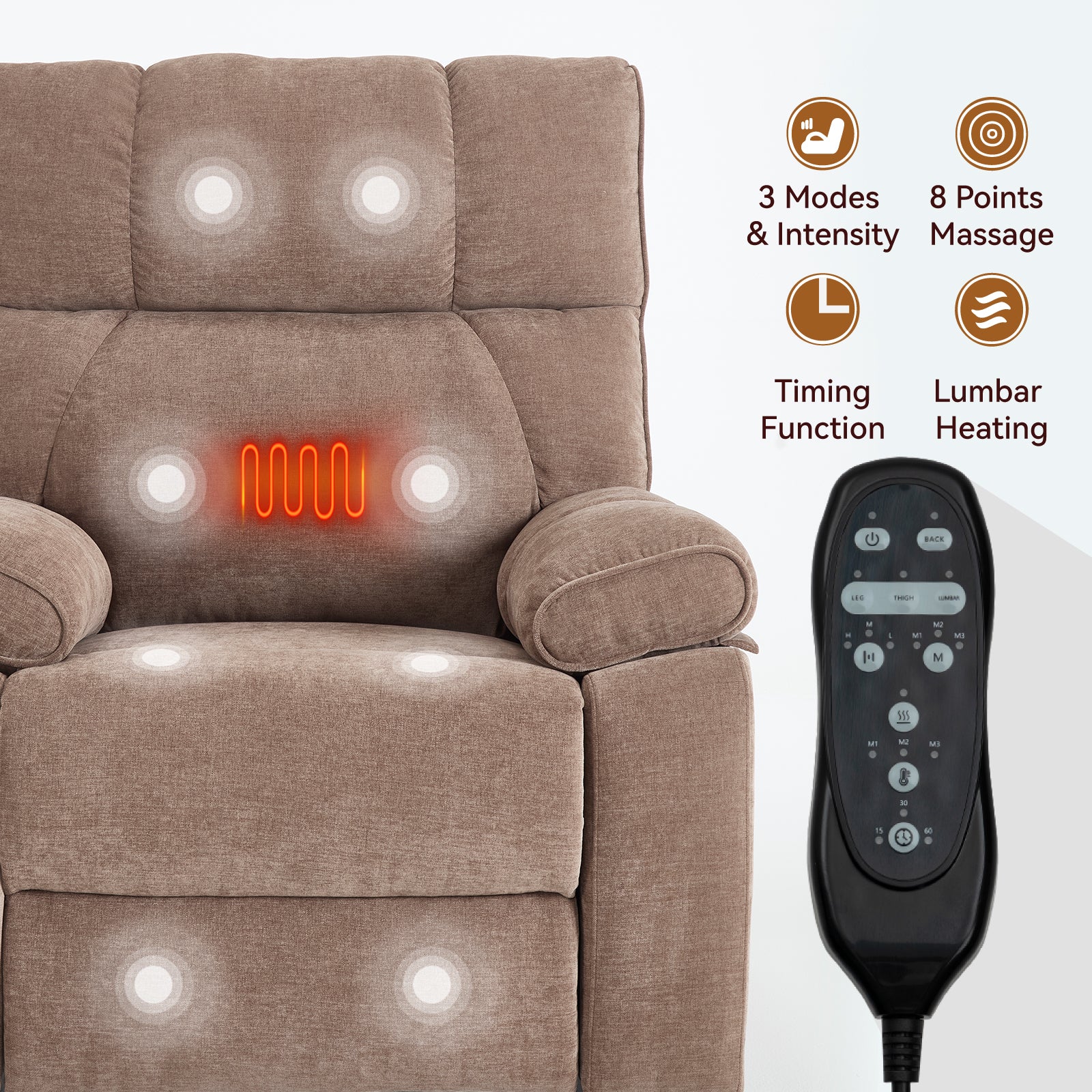 Dual-Motor Power Lift Recliner with Heat & Massage, 350 lb Capacity detail image 74