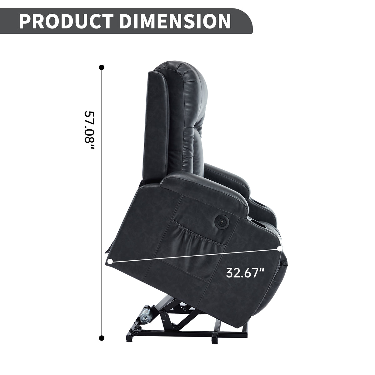 PU Infinite Position Up to 350 lb Single Motor Power Lift Recliner Chair detail image 14