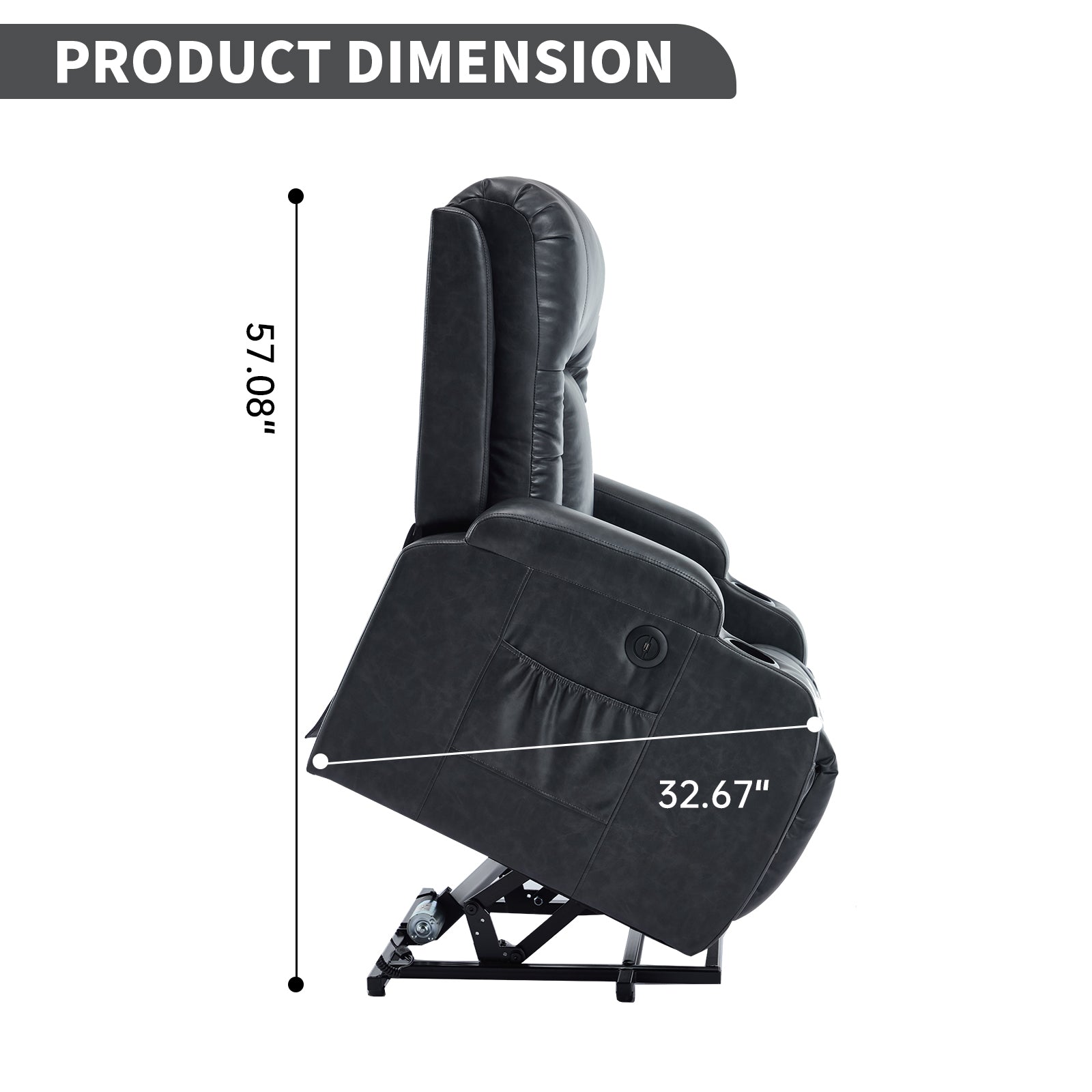 PU Infinite Position Up to 350 lb Single Motor Power Lift Recliner Chair detail image 14