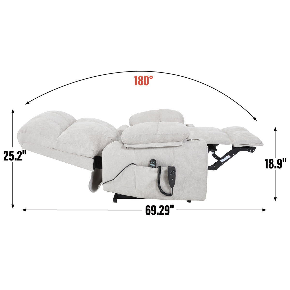 Chenille Dual-Motor Power Lift Recliner, 350 lb Capacity detail image 14