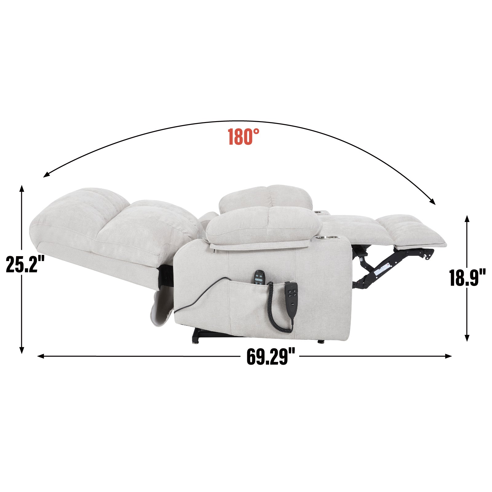 Chenille Dual-Motor Power Lift Recliner, 350 lb Capacity detail image 14