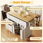 Farmhouse Kitchen Island with Drop Leaf, Power Outlet & 2 Seats product view 67