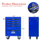 Rolling 5-Drawer Steel Tool Chest with Stainless Steel Top for workshop, garage, storage, or utility use