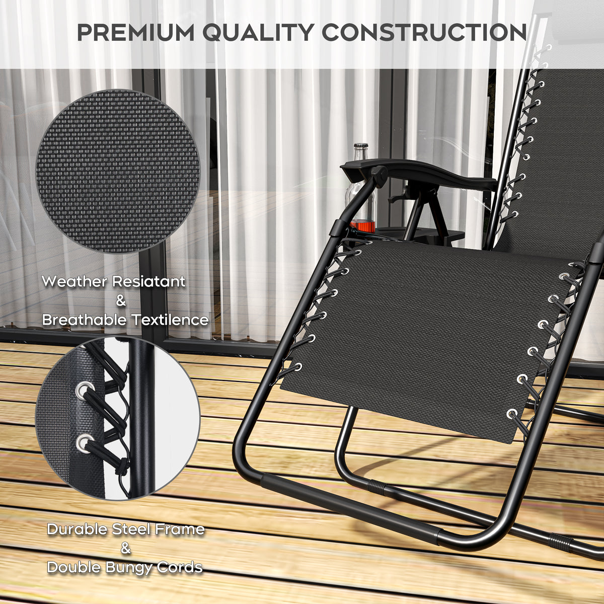 Folding Zero Gravity Lounge Chair with Headrest detail image 14
