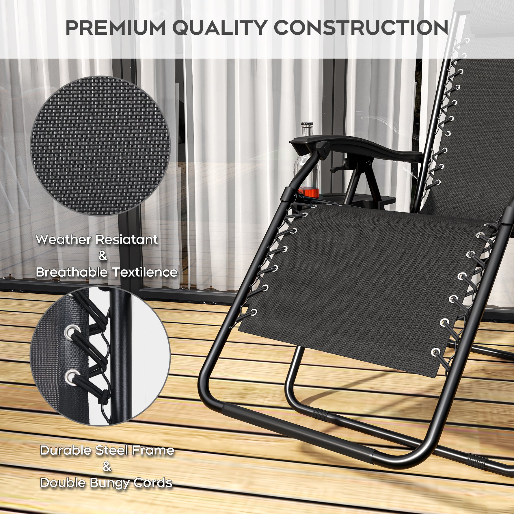 Folding Zero Gravity Lounge Chair with Headrest detail image 14