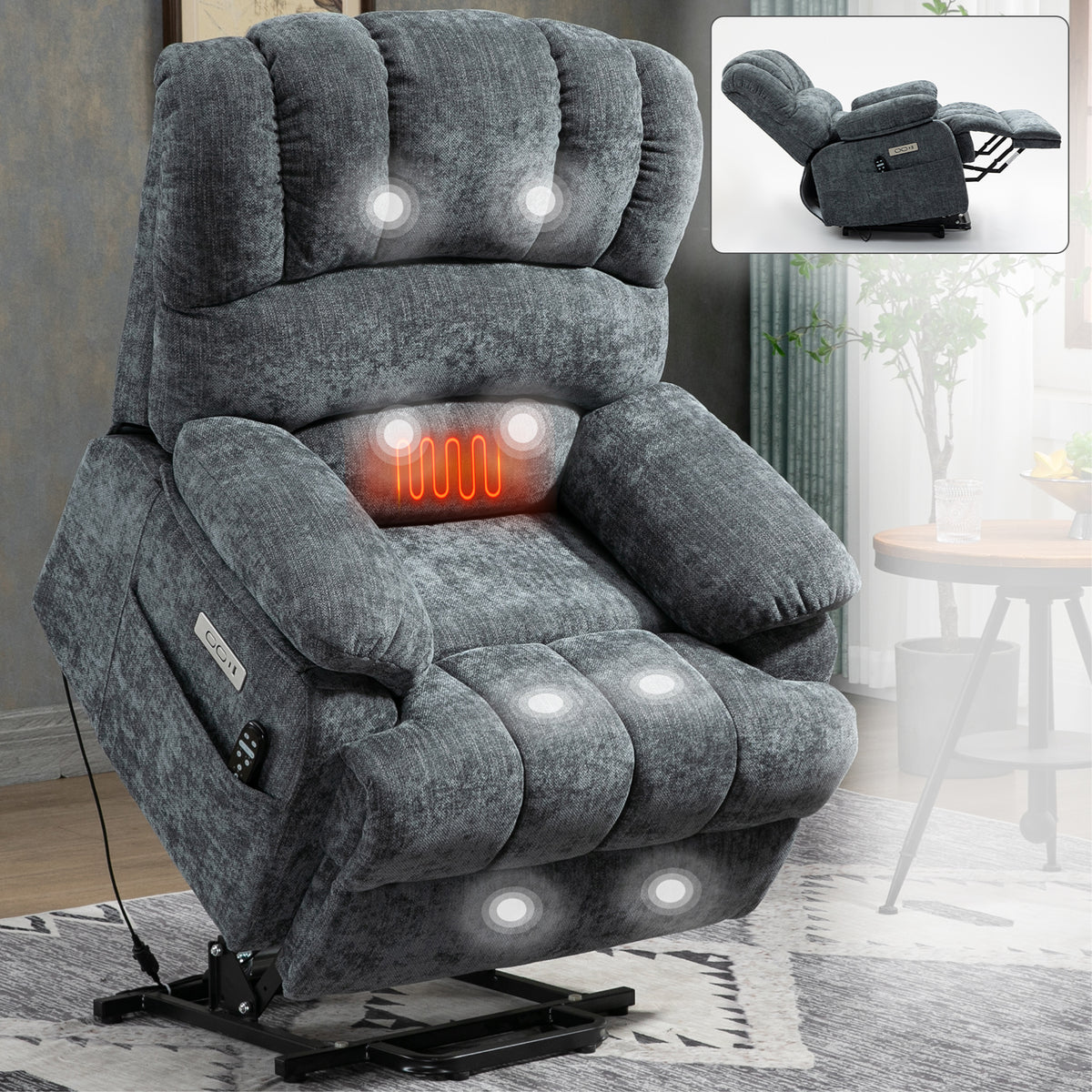 Chenille Power Lift Recliner detail image 30
