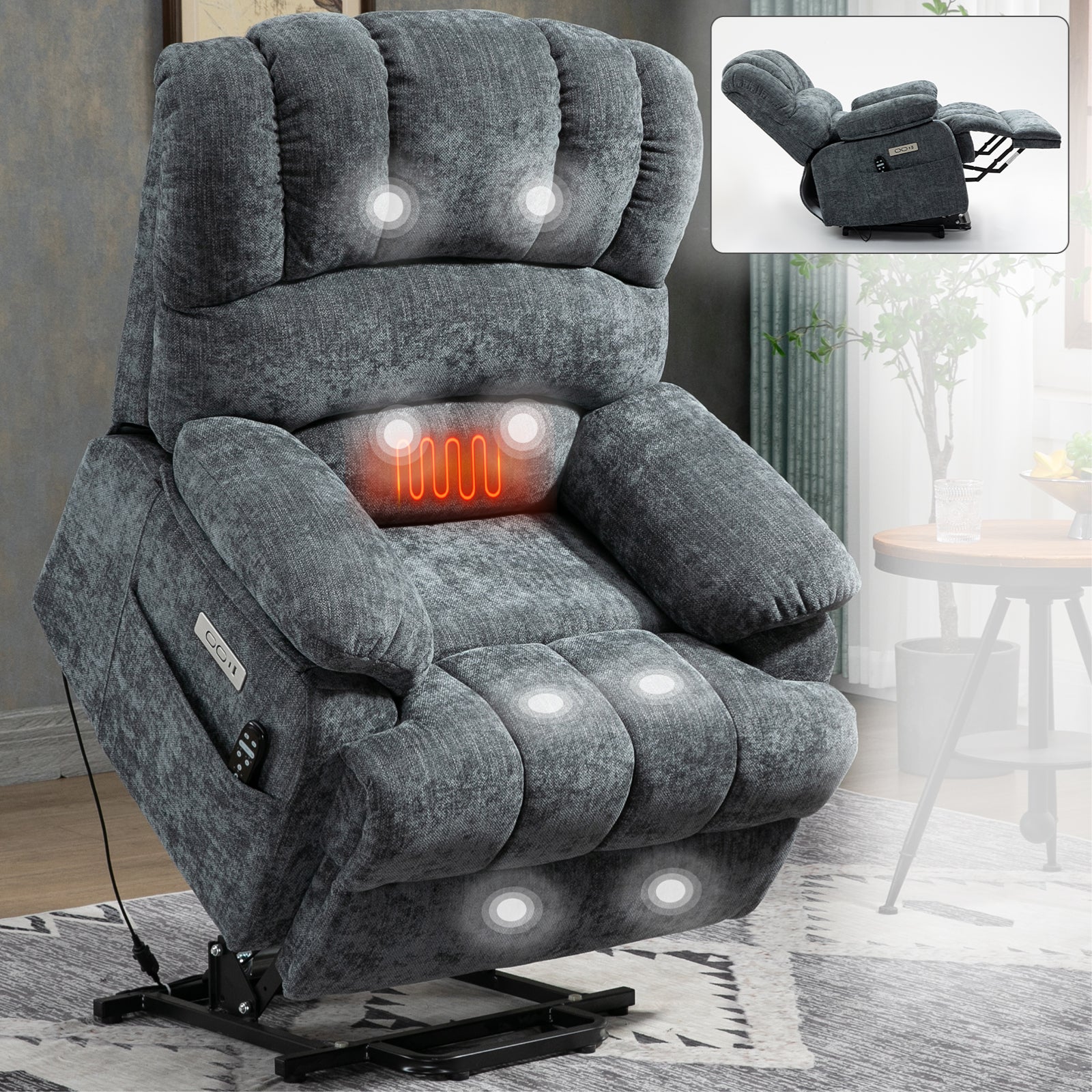 Chenille Power Lift Recliner detail image 30