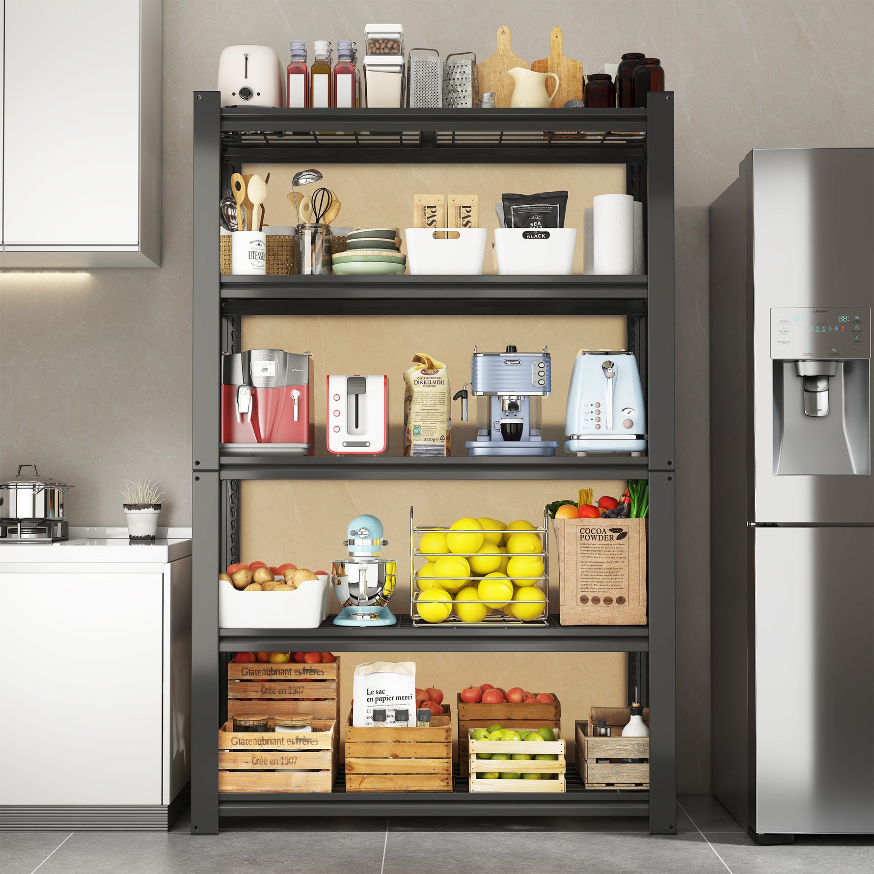 Industrial Heavy Duty Adjustable Metal Mesh Storage Shelving Unit for workshop, garage, storage, or utility use