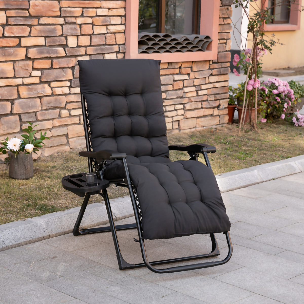 Outsunny Padded Zero Gravity Reclining Lounge Chair detail image 11