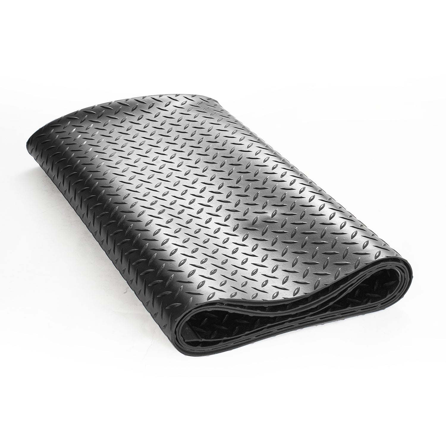 Diamond-Plate Rubber Flooring Roll, 3 mm x 4 ft x 15 ft Garage Floor Mat for workshop, garage, storage, or utility use