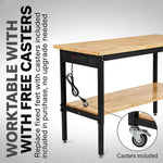 60" Double-Layer Adjustable Workbench with Power for workshop, garage, storage, or utility use