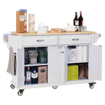 Rubberwood Drop-Leaf Kitchen Cart with 3 Drawers product view 5
