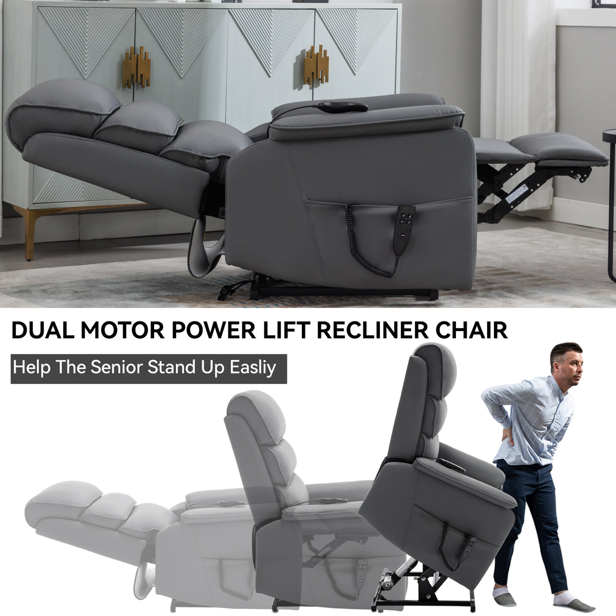 Dual-Motor Power Lift Heat & Massage Recliner detail image 73
