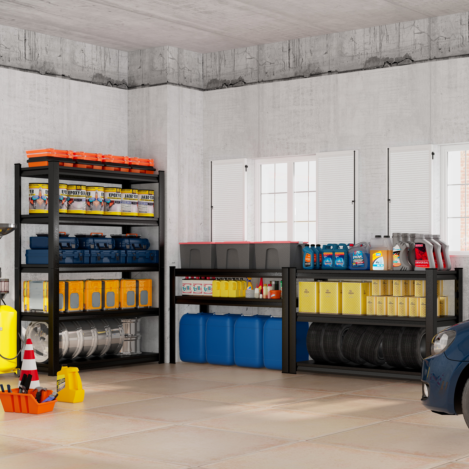 Heavy-Duty Adjustable Metal Storage Shelving Units for workshop, garage, storage, or utility use