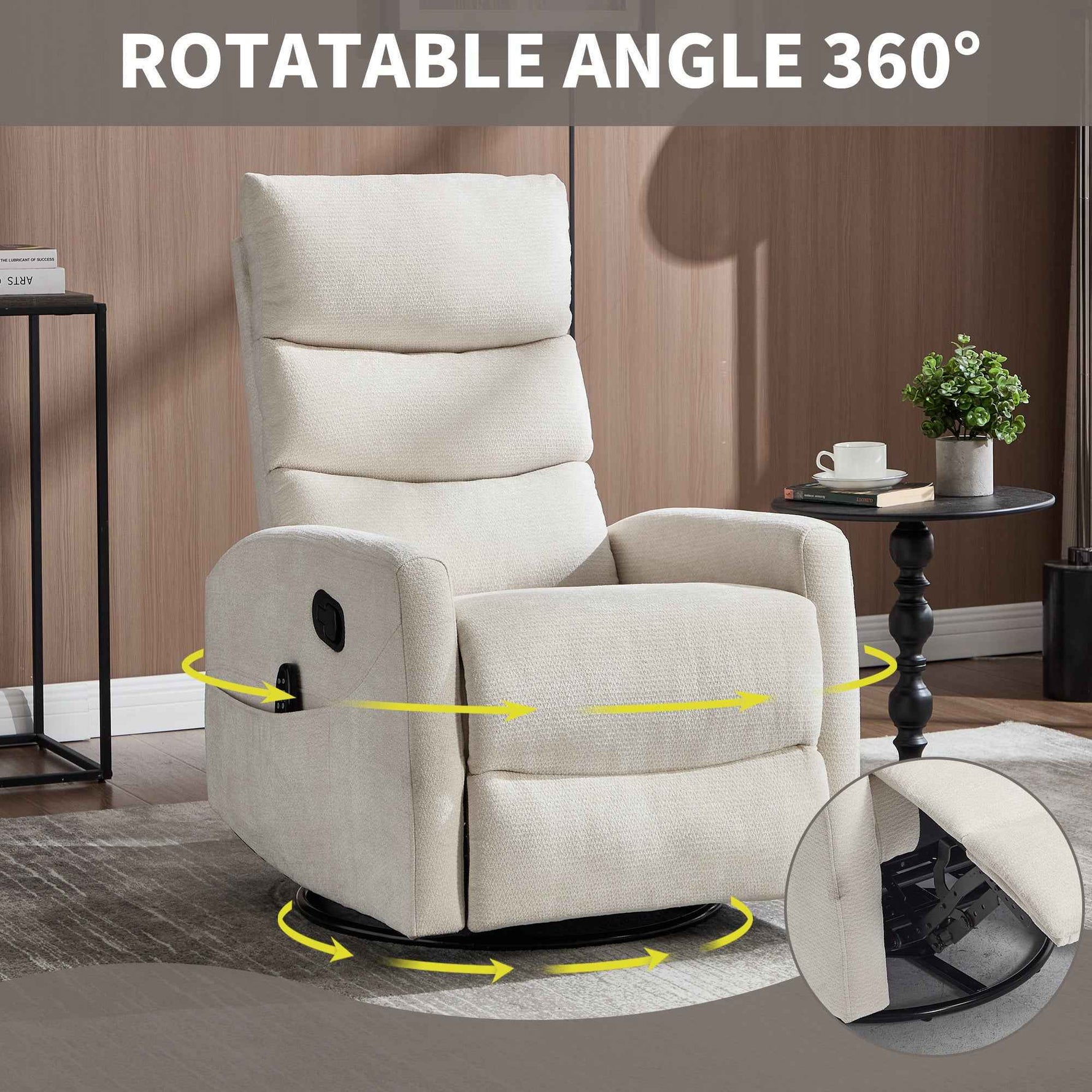 Heat Massage Manual Recliner Chair with Rocker and Swivel in Fabric for Living Room detail image 3