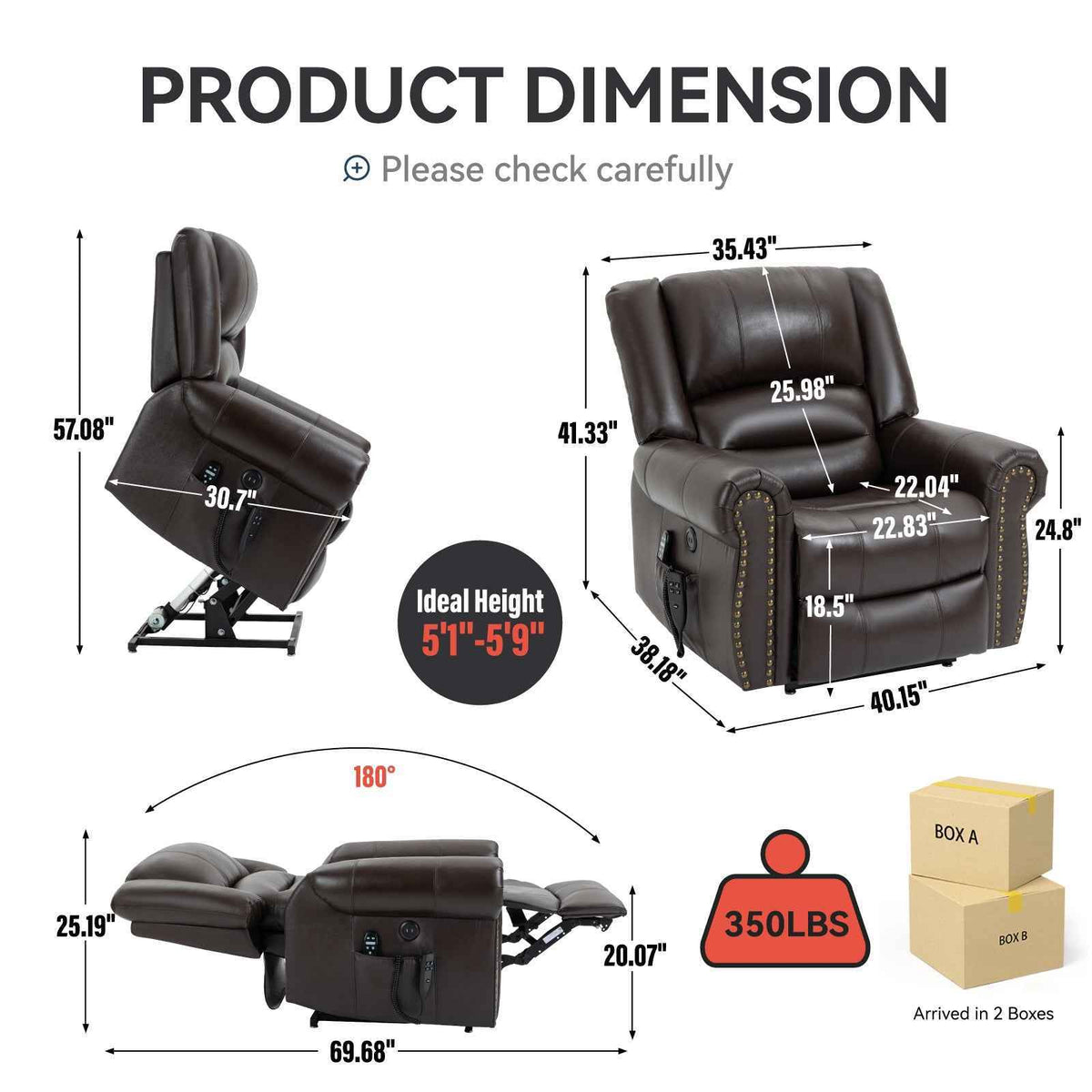 Dual-Motor Power Lift Heat & Massage Recliner detail image 2