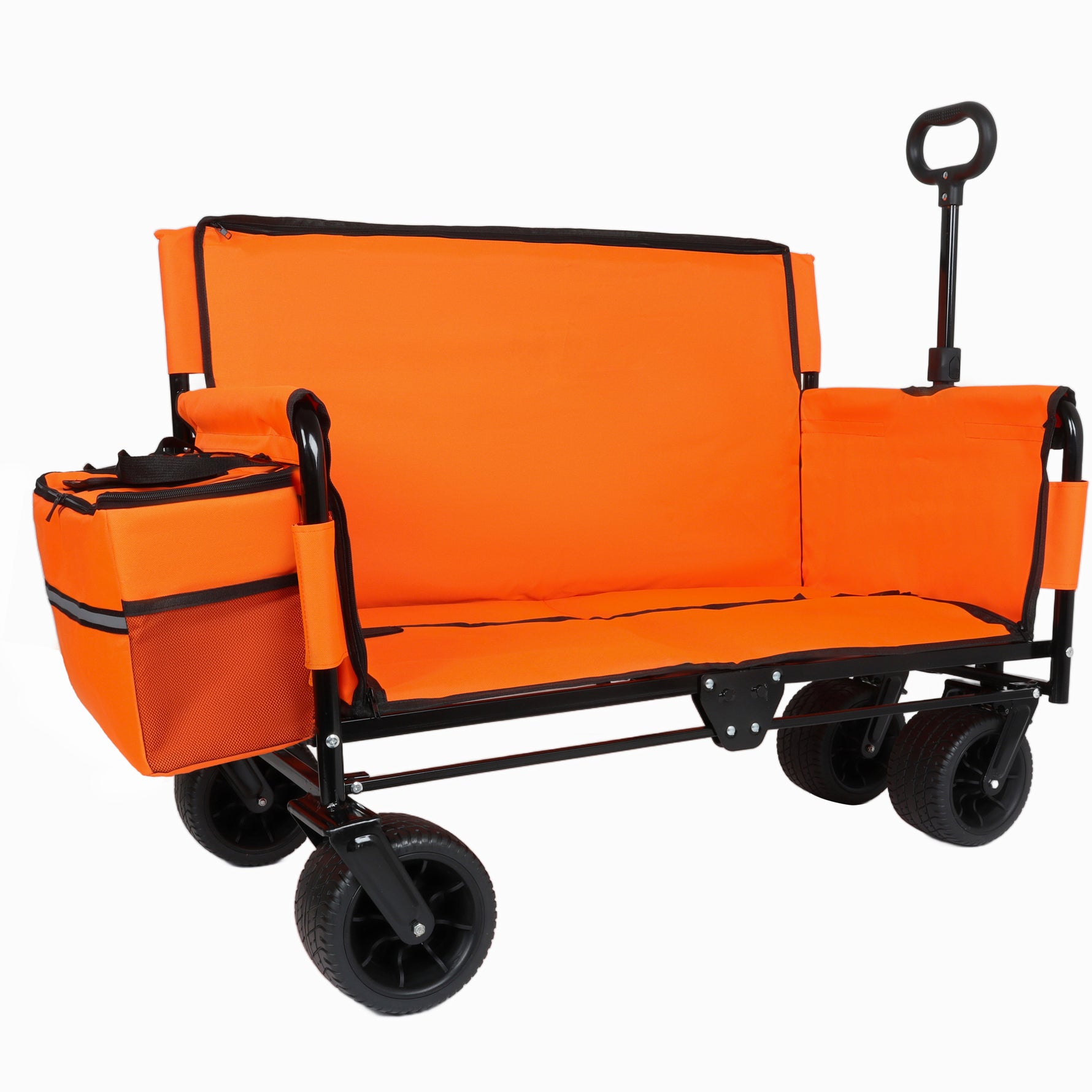3-in-1 Folding Wagon Cart with Bench Seat & Storage for workshop, garage, storage, or utility use
