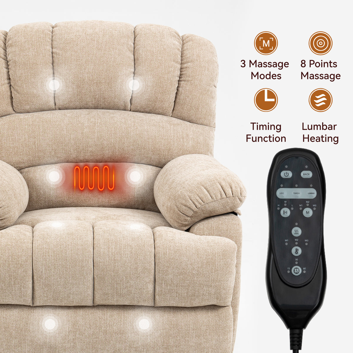 Chenille Power Lift Recliner detail image 12