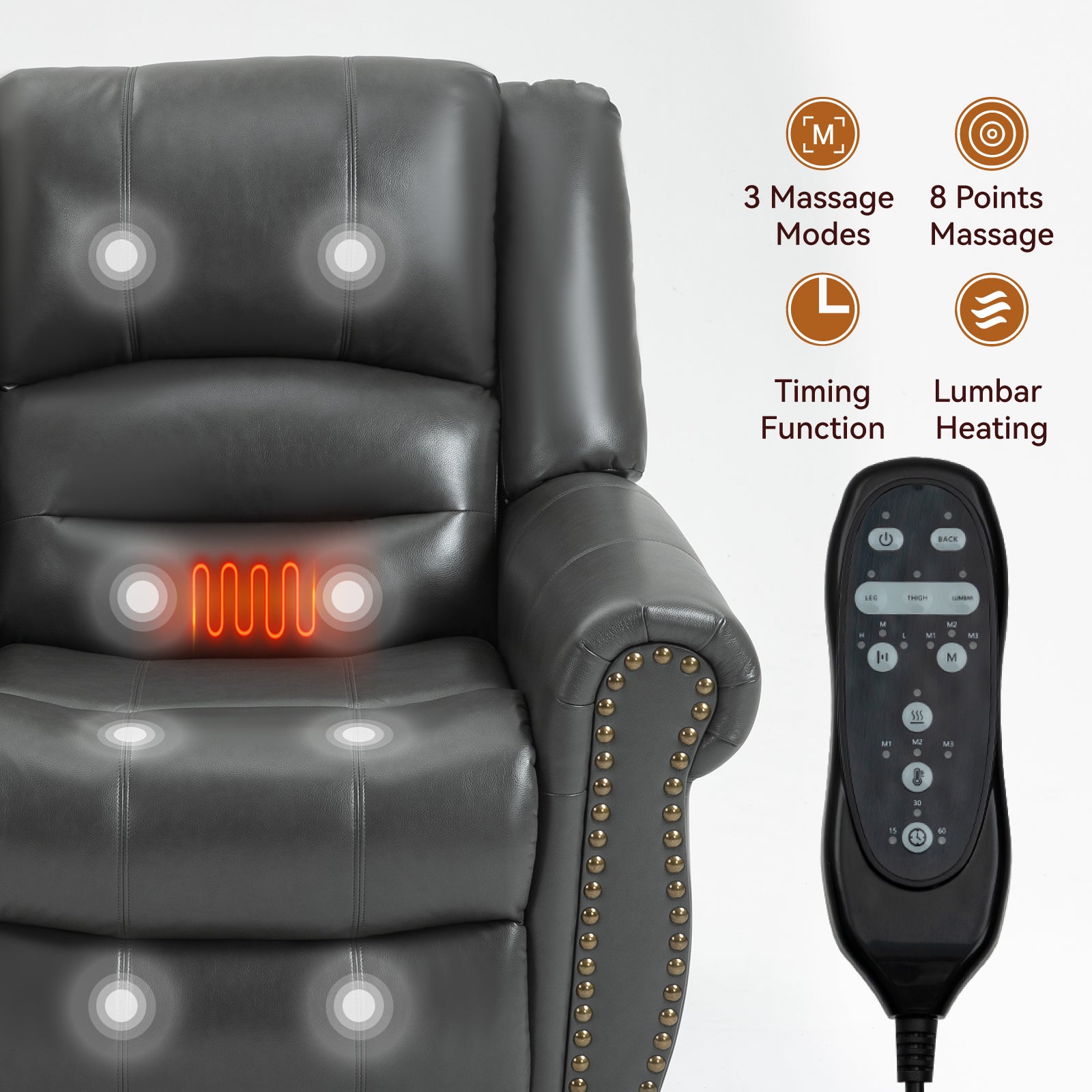 Dual-Motor Power Lift Heat & Massage Recliner detail image 55