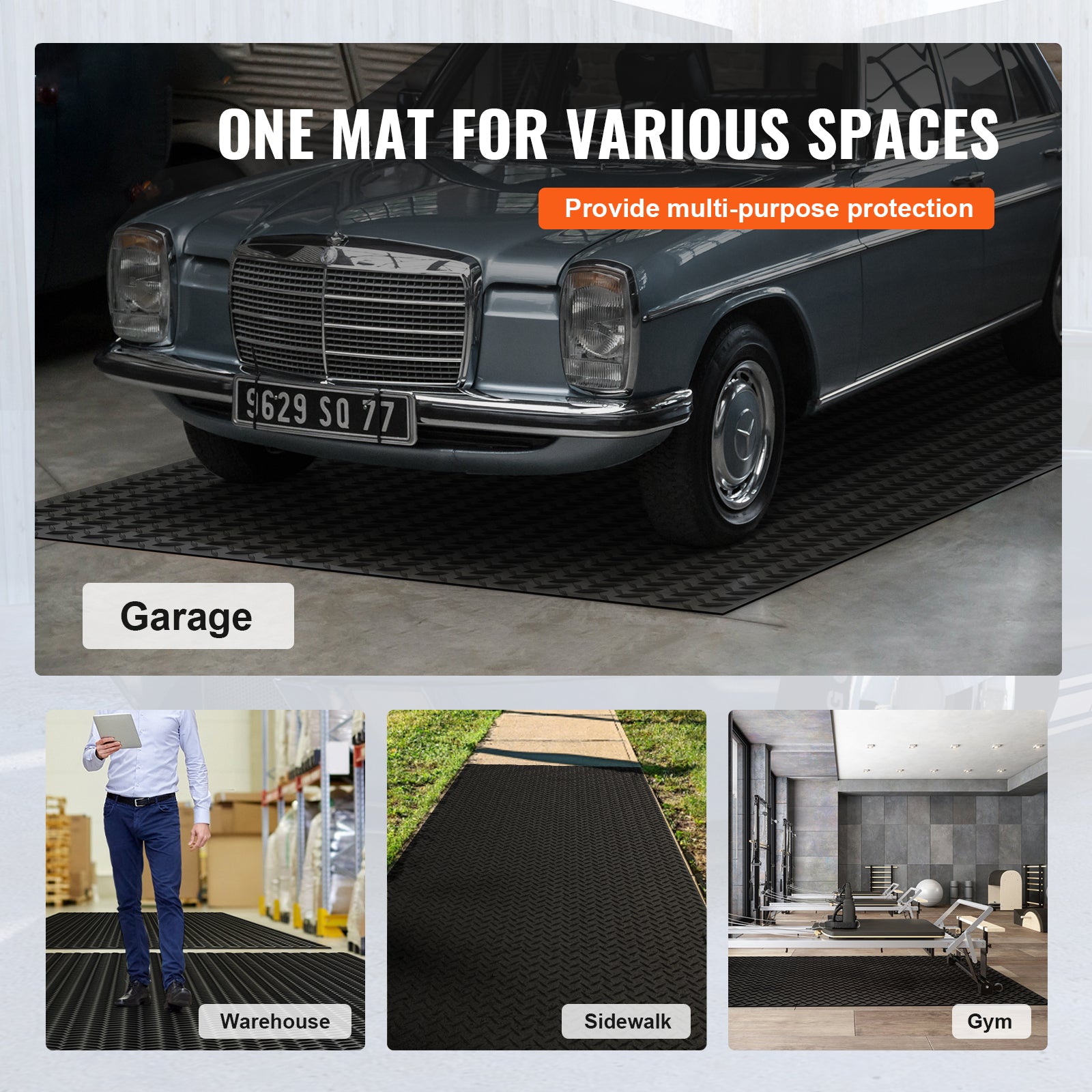Diamond-Plate Rubber Flooring Roll, 3 mm x 4 ft x 15 ft Garage Floor Mat for workshop, garage, storage, or utility use