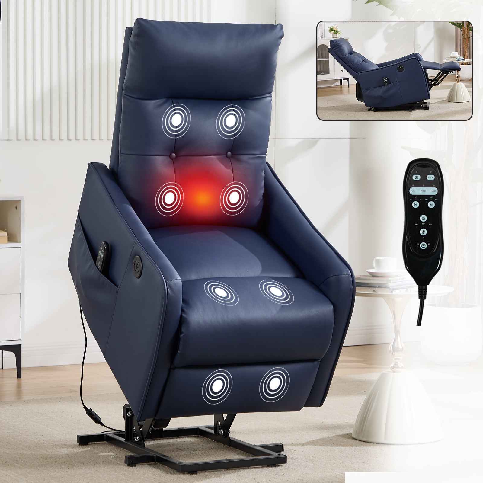 Single Motor Power Lift Recliner Chair with Massage & Heat detail image 73