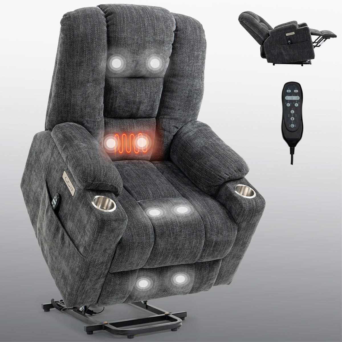 Large Power Lift Heat & Massage Recliner detail image 20