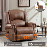 Heat Massage Manual Recliner Chair with Rocker and Swivel for Living Room detail image 7