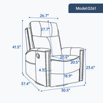 Genuine Leather Heat Massage Manual Recliner Chair with Rocker and Swivel for Living Room detail image 17