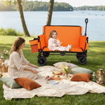 3-in-1 Folding Wagon Cart with Bench Seat & Storage for workshop, garage, storage, or utility use