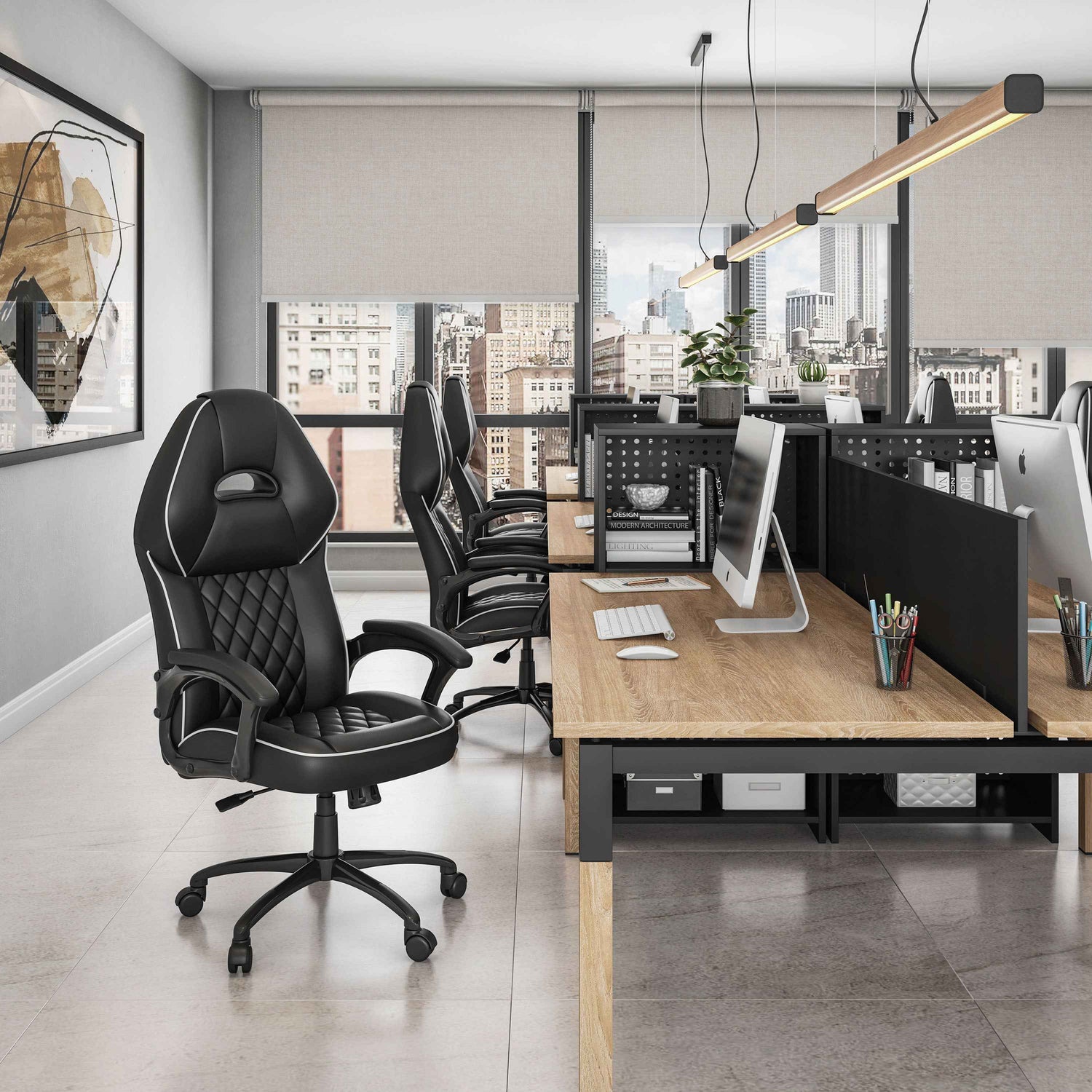 Techni Mobili High-Back Sport Executive Chair, Black for home office seating