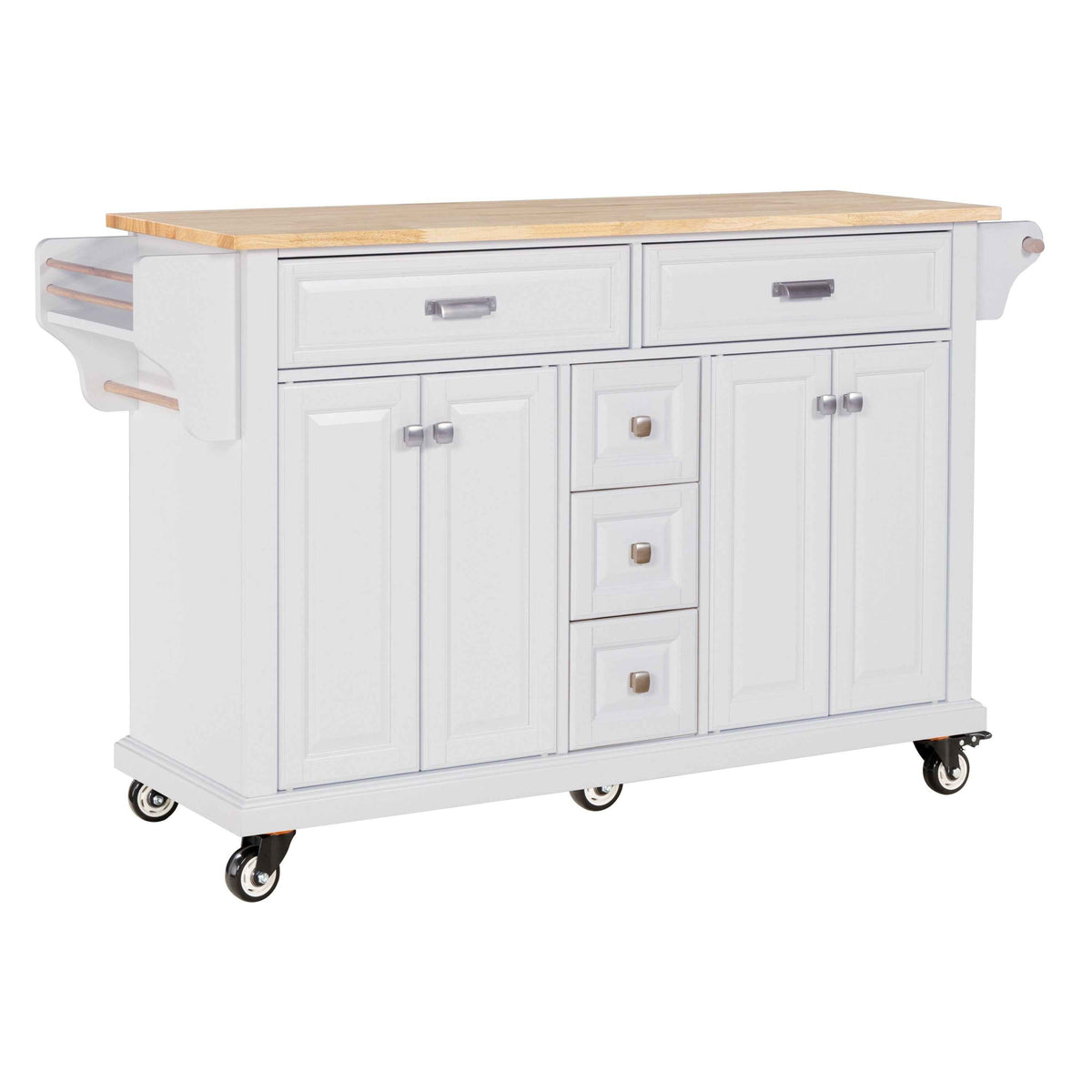 Rubberwood Kitchen Cart with 5 Drawers & Storage Cabinet product view 16