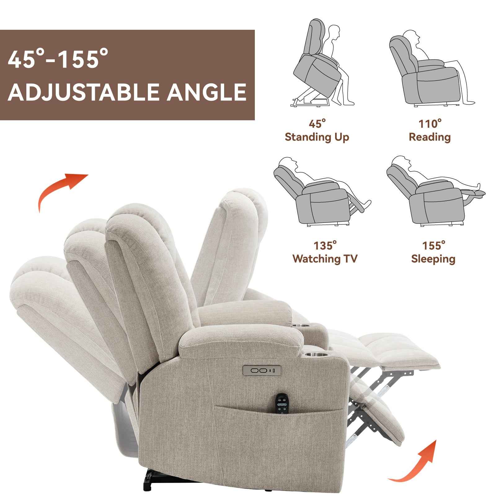 Large Dual-Motor Power Lift Heat & Massage Recliner detail image 80