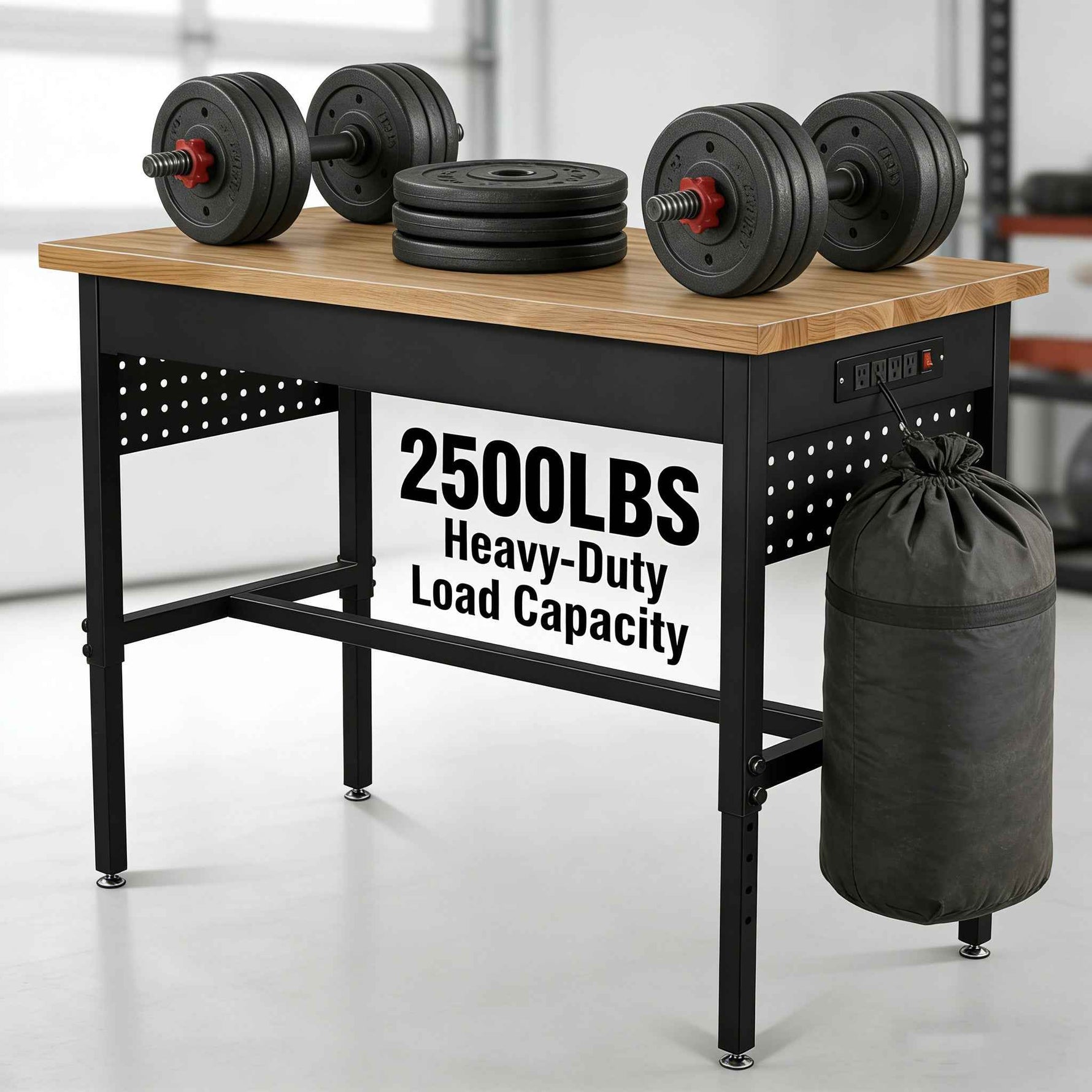 Heavy-Duty Adjustable Workbench with Power Outlet - workbench for daily comfort and function