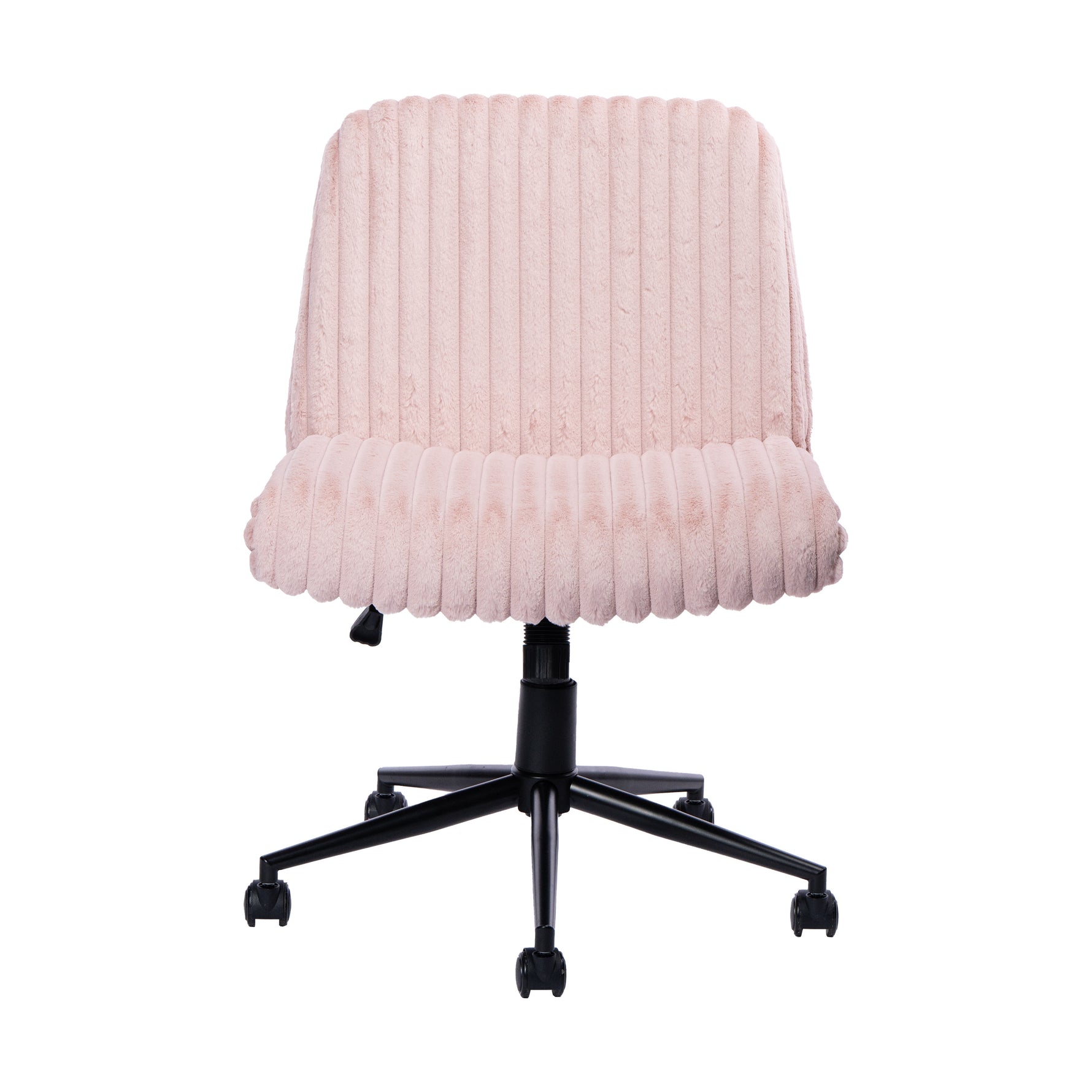 Techni Sport pink criss cross office chair with wide padded seat and rolling base