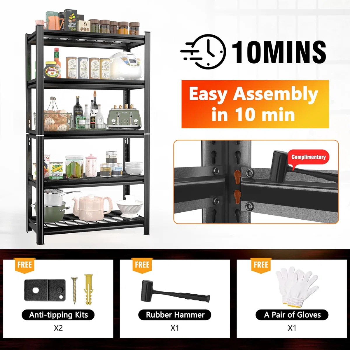 Heavy-Duty Adjustable Metal Storage Shelving Units for workshop, garage, storage, or utility use
