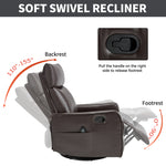 Faux Leather Heat Massage Manual Recliner Chair with Rocker and Swivel for Living Room detail image 25