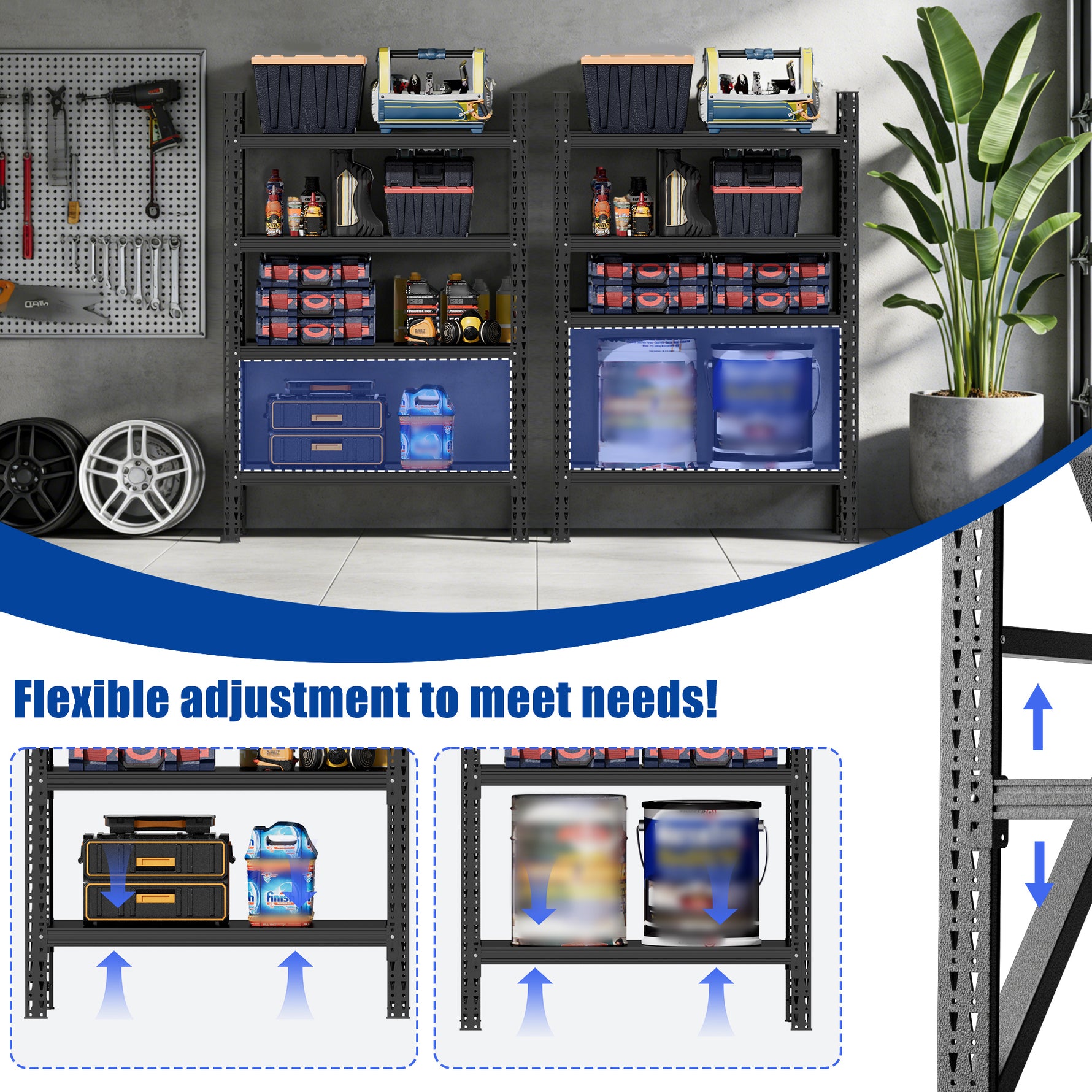 Heavy-Duty Adjustable Garage Shelving for Warehouse Storage for workshop, garage, storage, or utility use