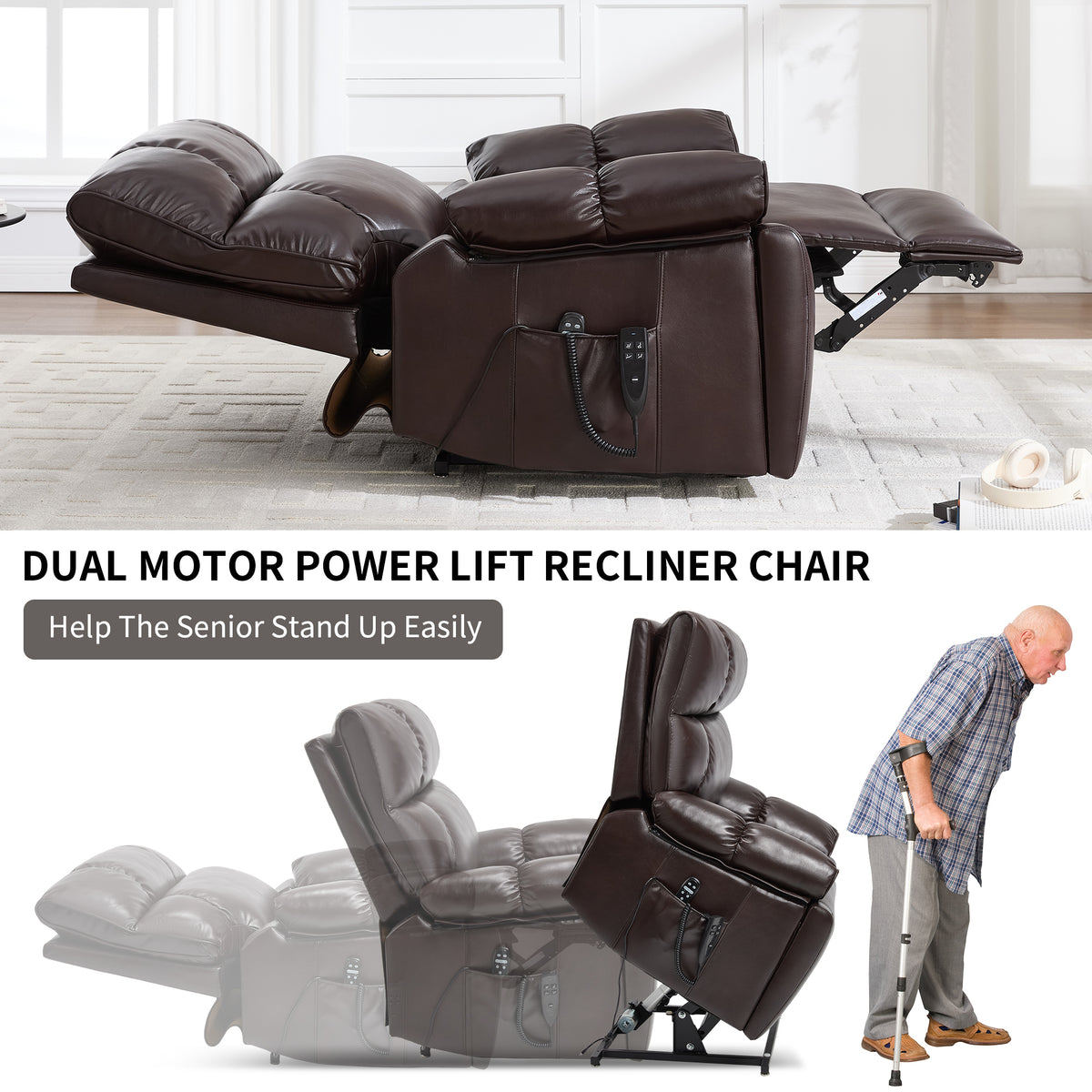 Dual-Motor Power Lift Recliner with Heat & Massage, 350 lb Capacity detail image 115