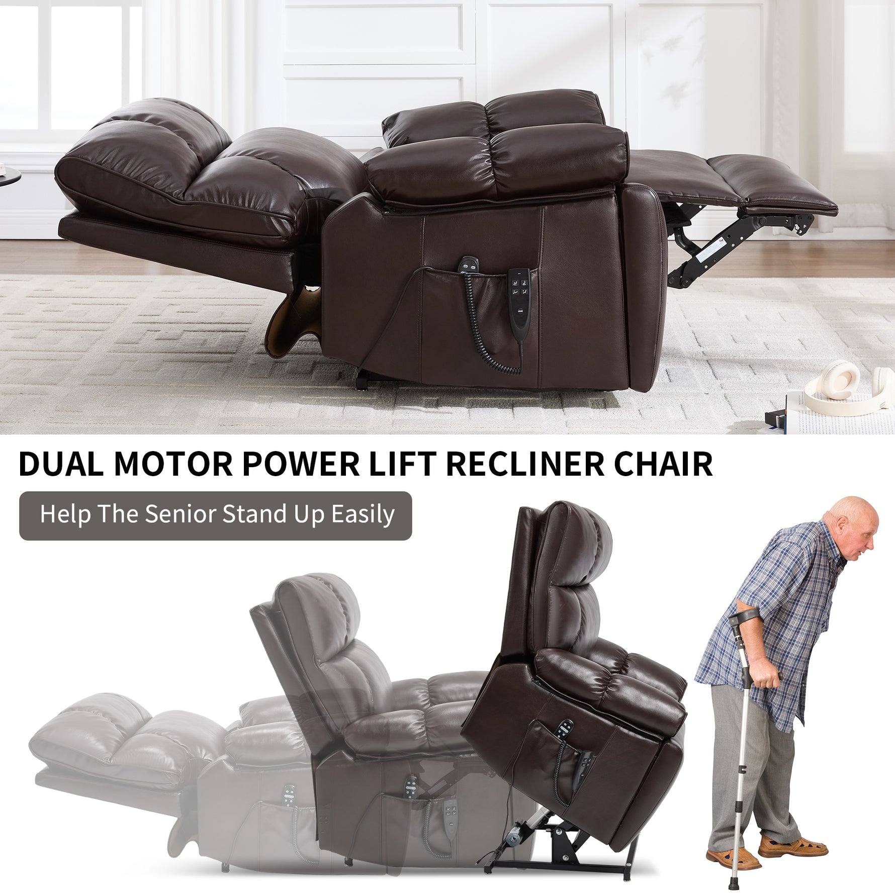 Dual-Motor Power Lift Recliner with Heat & Massage, 350 lb Capacity detail image 115