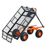 Metal Garden Dump Cart with 2-in-1 Handle for workshop, garage, storage, or utility use