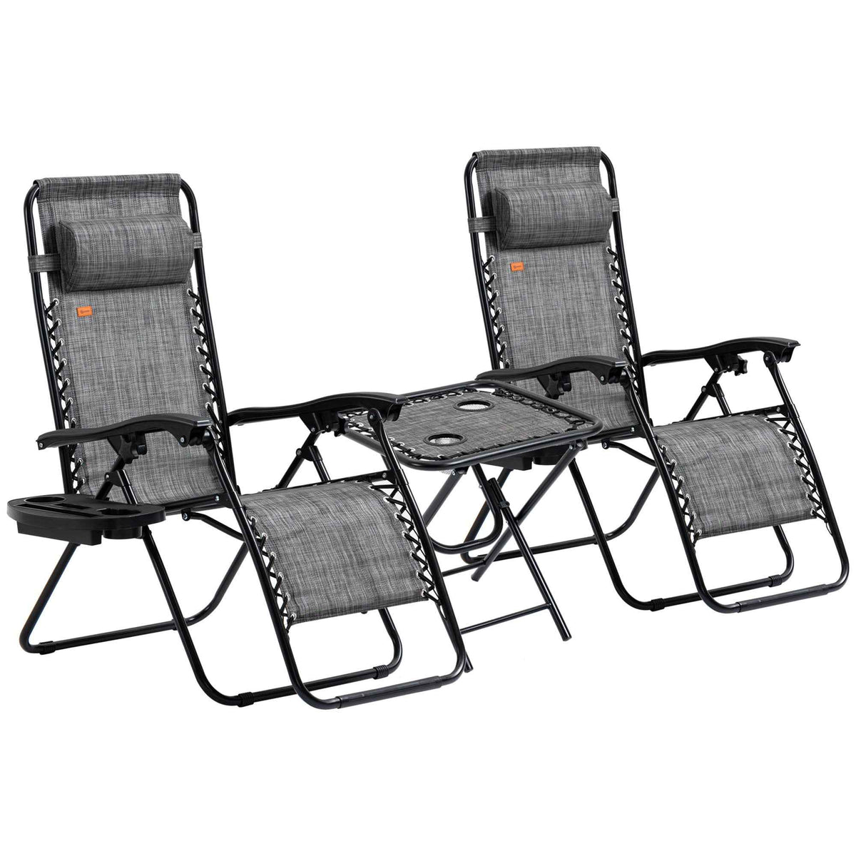 Outsunny Zero Gravity Chair Set with Side Table and Cup Holder detail image 11