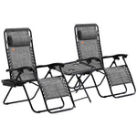 Outsunny Zero Gravity Chair Set with Side Table and Cup Holder detail image 11