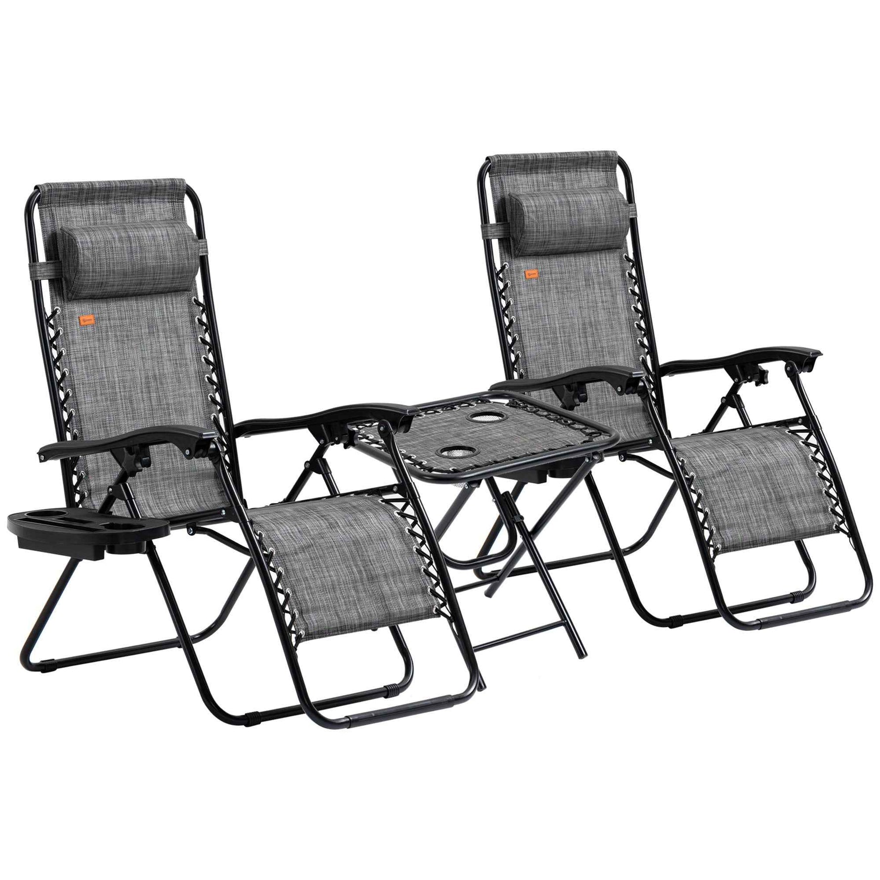 Outsunny Zero Gravity Chair Set with Side Table and Cup Holder detail image 11